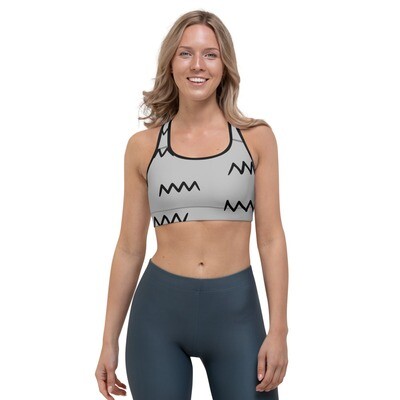 Squiggly Print Sports bra (Black,Gray)