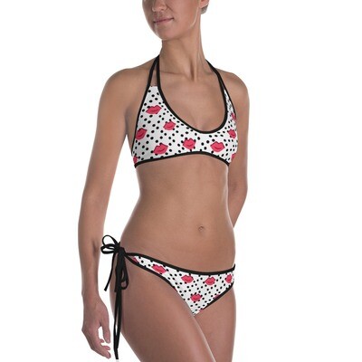 Polka Dot Lip Bikini (Red, Black, and White Color)