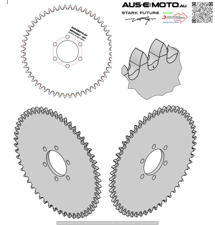 Sprocket Rear, 54T #219 Alloy Blk MX-10