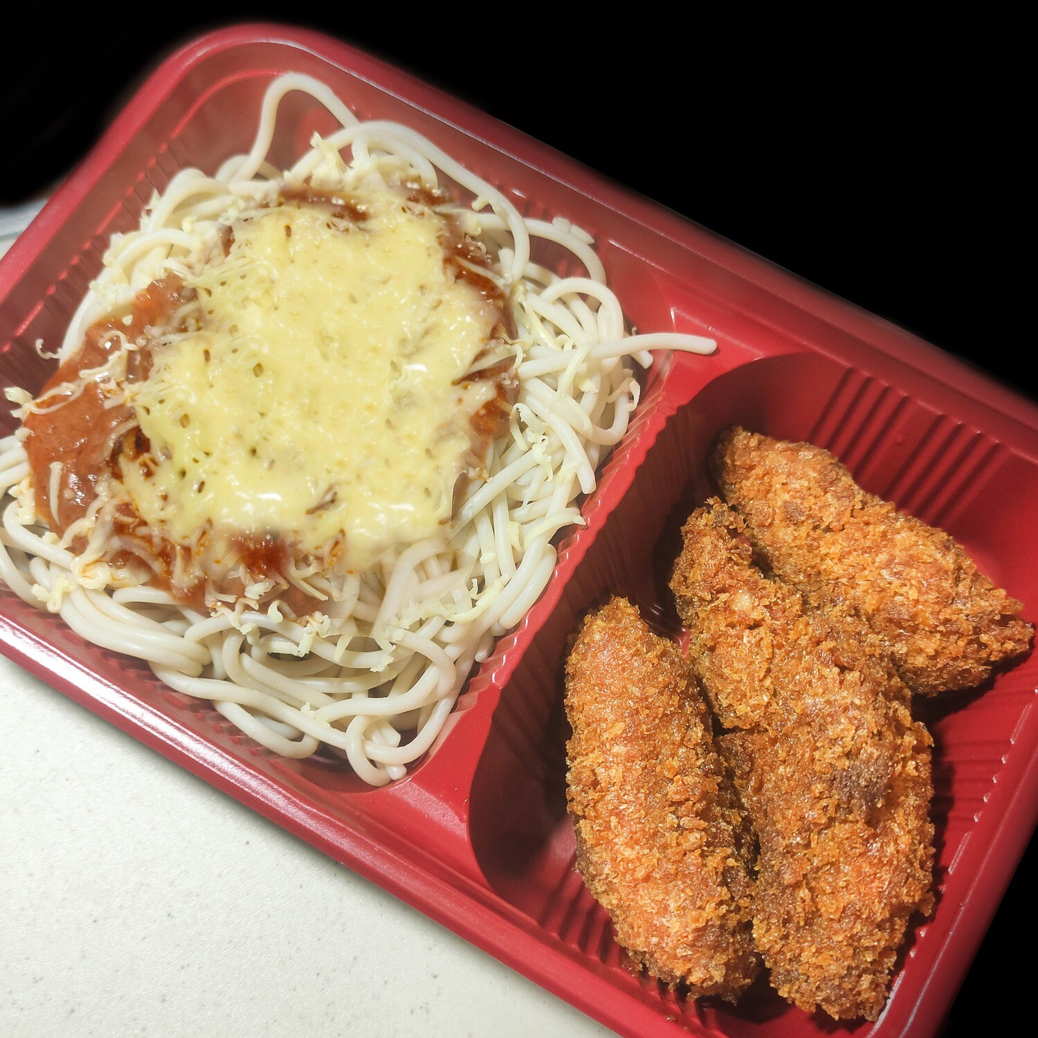 (CFBS) Chicken Frites &amp; Beefy Spaghetti Bento