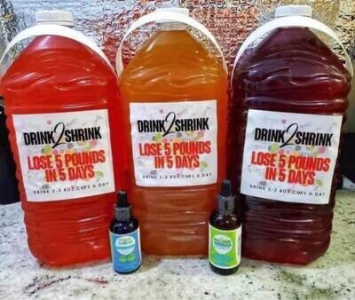 DRINK2SHRINK FAT BLASTING ULTIMATE SYSTEM With 4 Weeks Drink2Shrink, 1 Bottle Fat Blasting Drops and 1 Bottle of Energy Drops