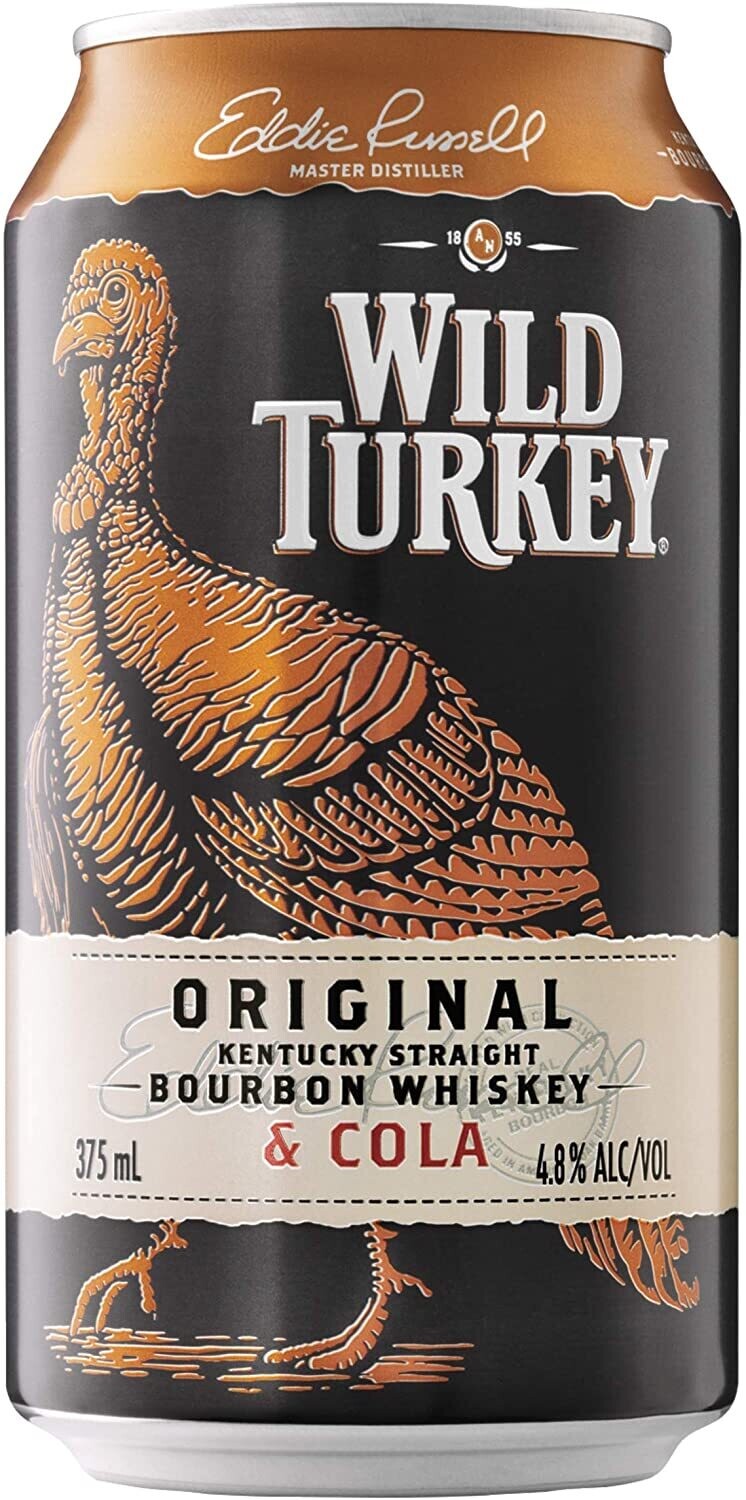 Wild Turkey & Cola Cans 375ml 4 Pack