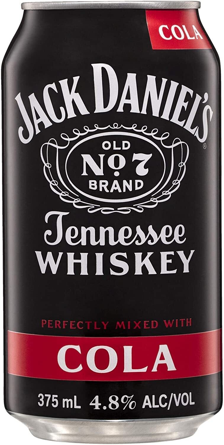 Jack Daniel's Tennessee Whiskey & Cola Cans 375ml (6 Pack)
