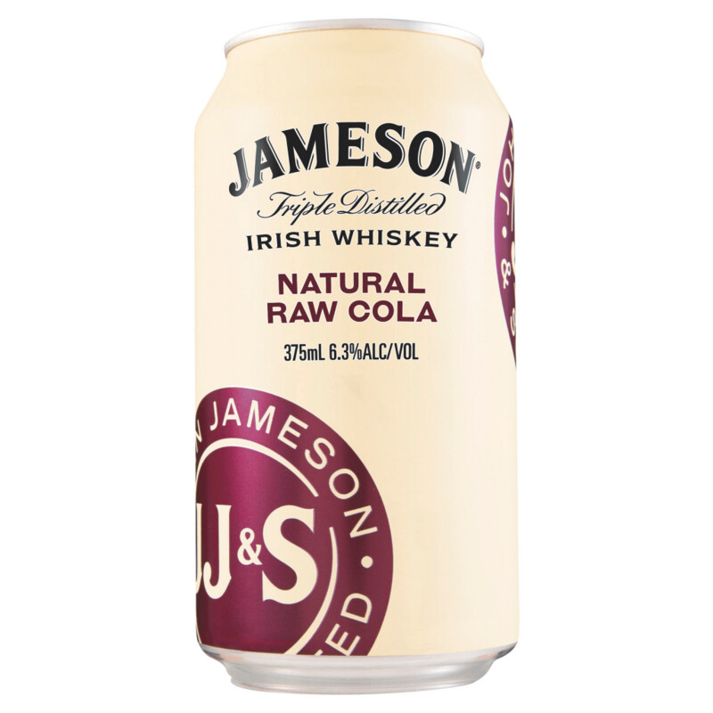 Jameson Irish Whiskey & Natural Raw Cola Cans 375ml (4 Pack)