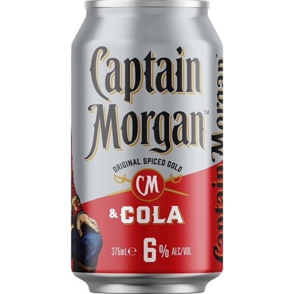 Captain Morgan Original Spiced Gold & Cola 375ml (4 Pack)