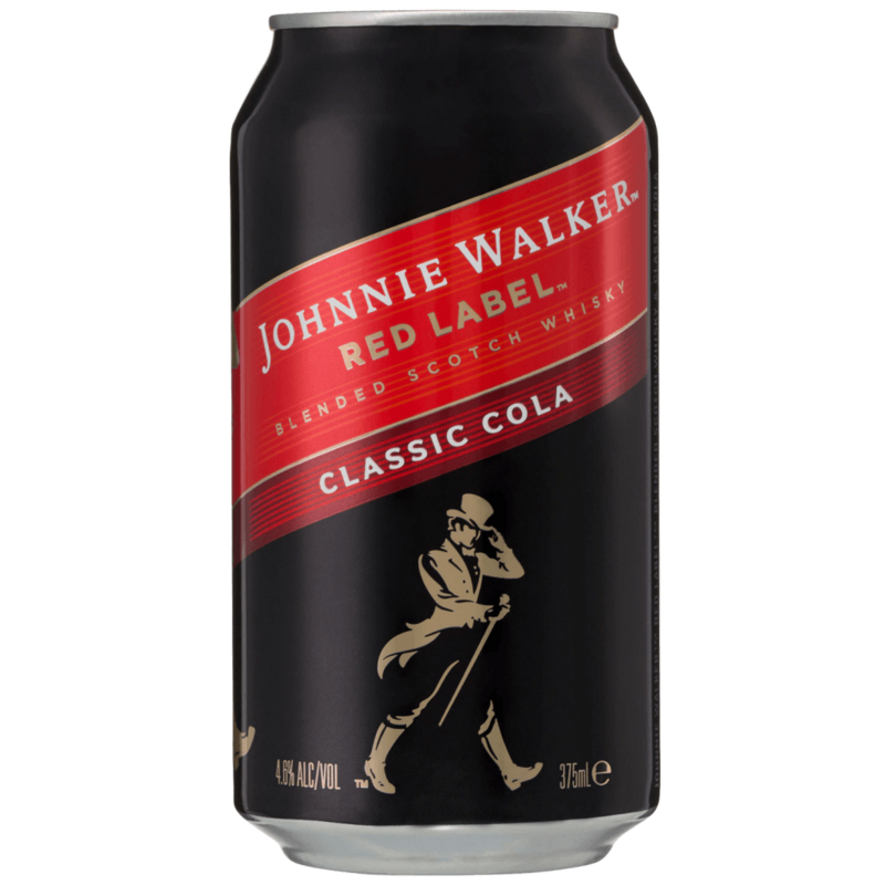 Johnnie Walker Red Label & Cola Cans 375ml (6 Pack)