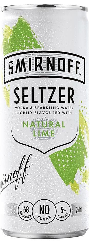 Smirnoff Natural Lime Seltzer 250ml (4 Pack)