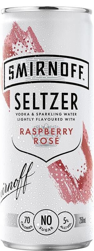 Smirnoff Raspberry Rose Seltzer 250ml (4 Pack)