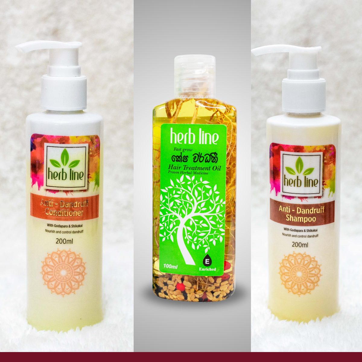 Herbline Dandruff නැති හිසකෙස් සඳහා කට්ටලය: Dandruff Free Hair Care Kit