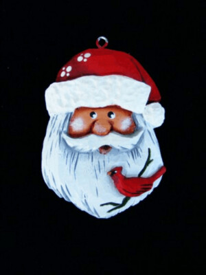 Mini Santa Ornament with Cardinal