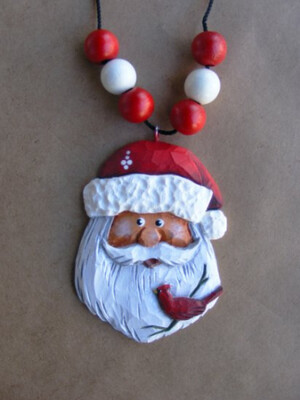 Santa with Cardinal Necklace