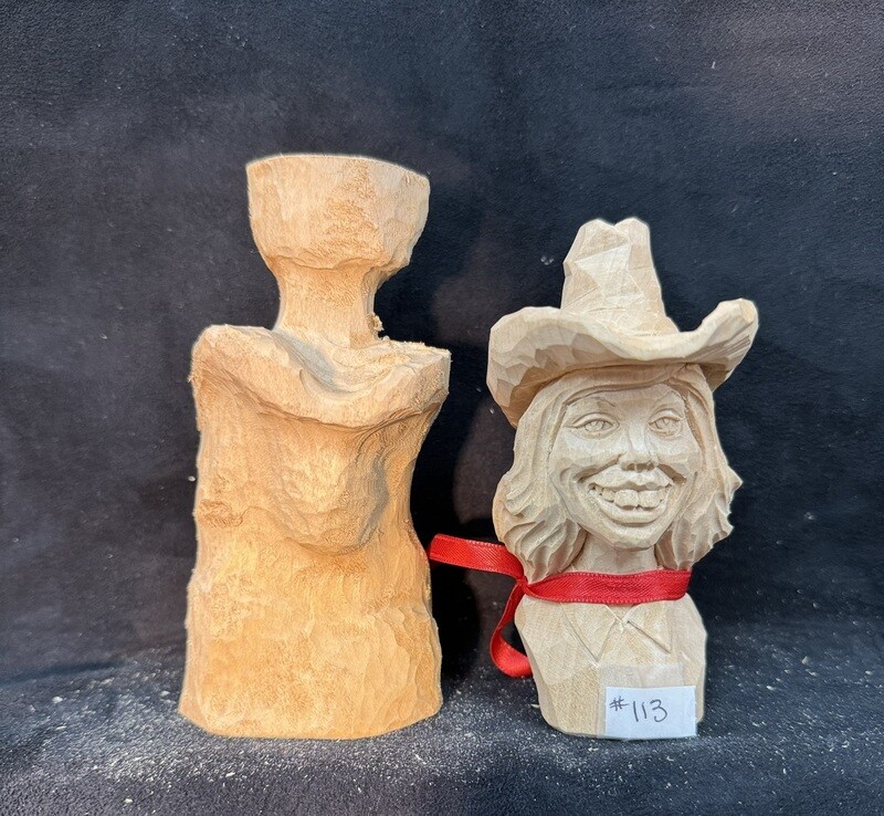 Bottle Stopper Cowgirl 4 1/4" Rough-out