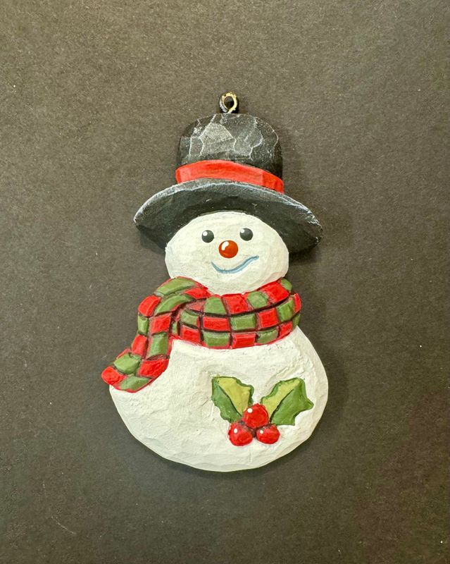 Mini Snowman with Top Hat and Poinsettia