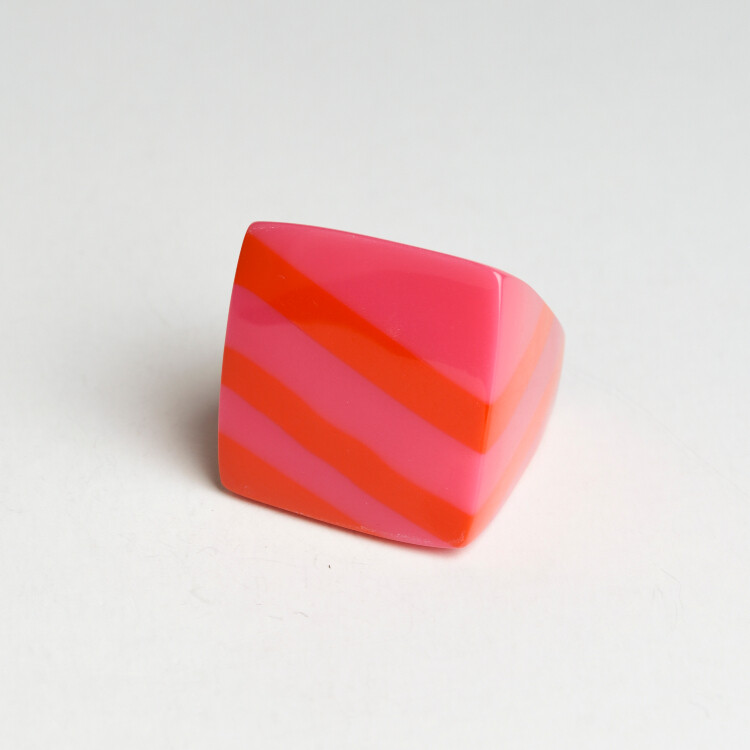 Anel Quadrado Bicolor