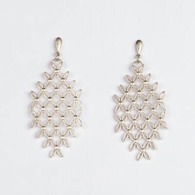 Brinco Losango Renda Prateado