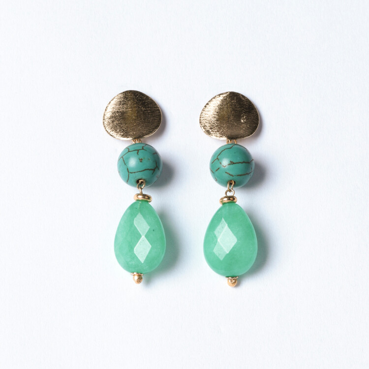 DMC - Brinco Turquesa e Jade Verde Água
