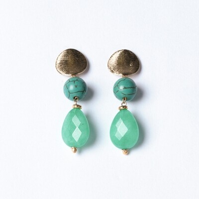 DMC - Brinco Turquesa e Jade Verde Água