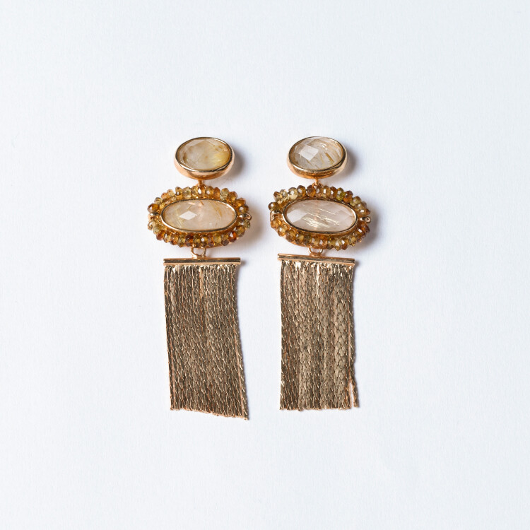 DMC - Brinco Franja Citrino e Turmalina