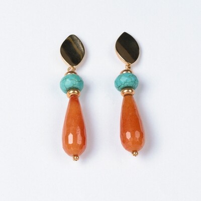 DMC - Brinco Turquesa e Jade Avelã