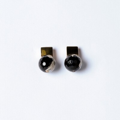 DMC - Brinco Ágata Preta Marmorizada