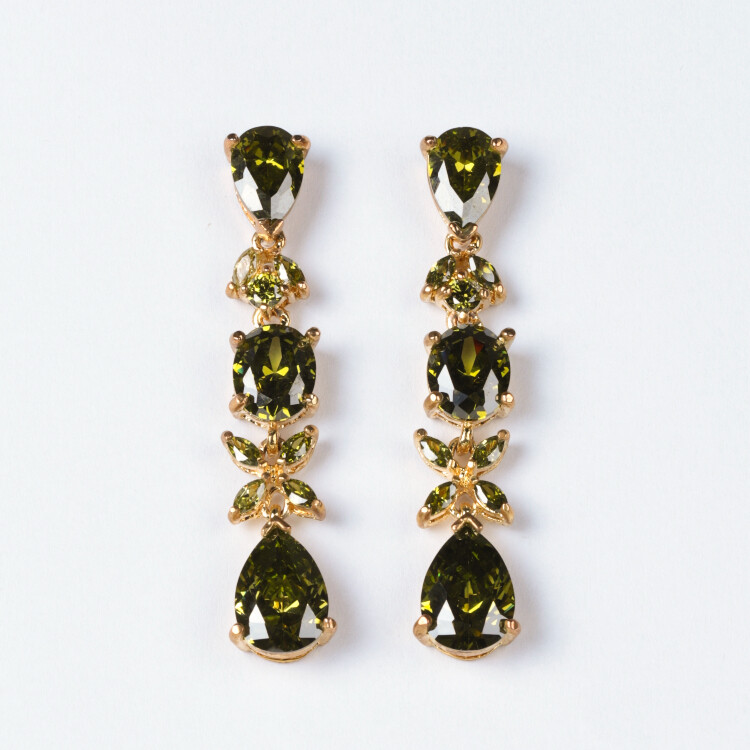 Brinco "Festa" Cristal Verde Oliva