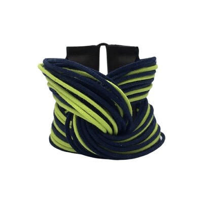 Pulseira Fios Cruzados Marinho e Neon