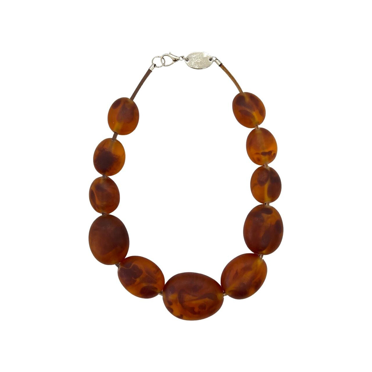 Colar Curto Bolas Ovaladas Caramelo