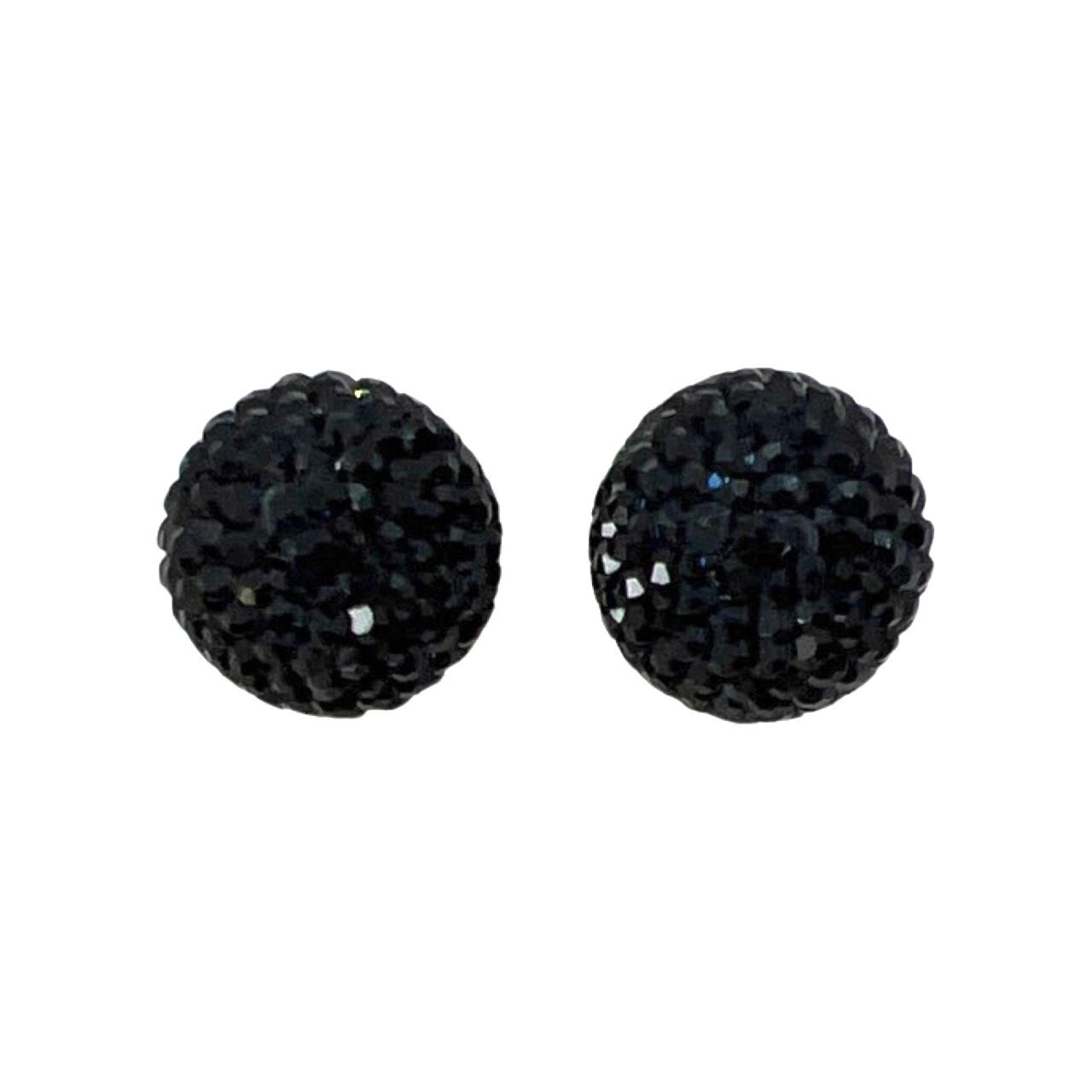 Brinco Base Bola Strass Marinho