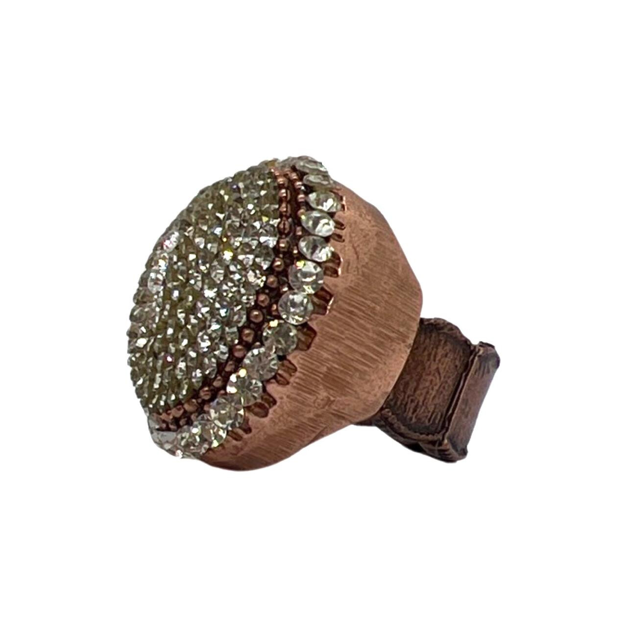 Anel Oval Strass Cristal