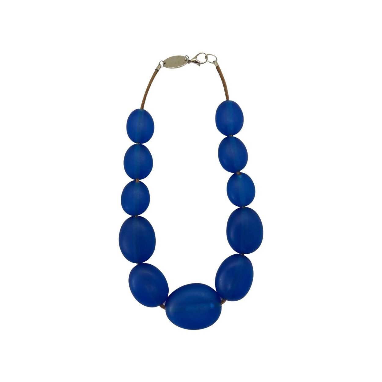 Colar Curto Bolas Ovaladas Azul Bic