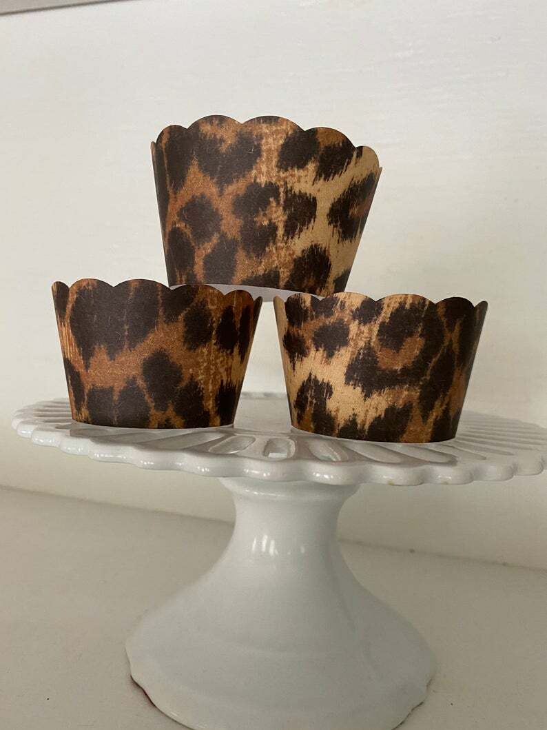 Leopard Cupcake Wrappers, Animal Cupcake Wrappers, Woodland Cupcake Wrappers, Wedding Cupcake Wrappers, Birthday Cupcake Wrapper, Hessian