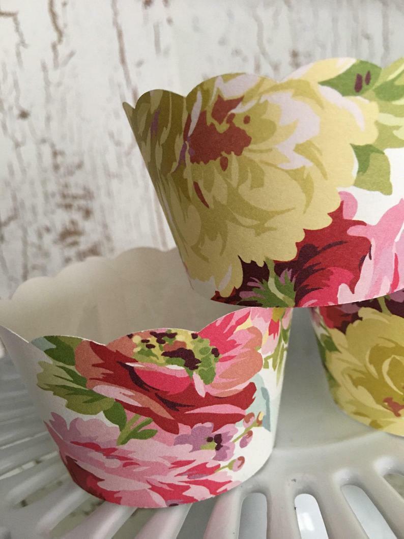 Shabby Chic Floral Cupcake Wrappers