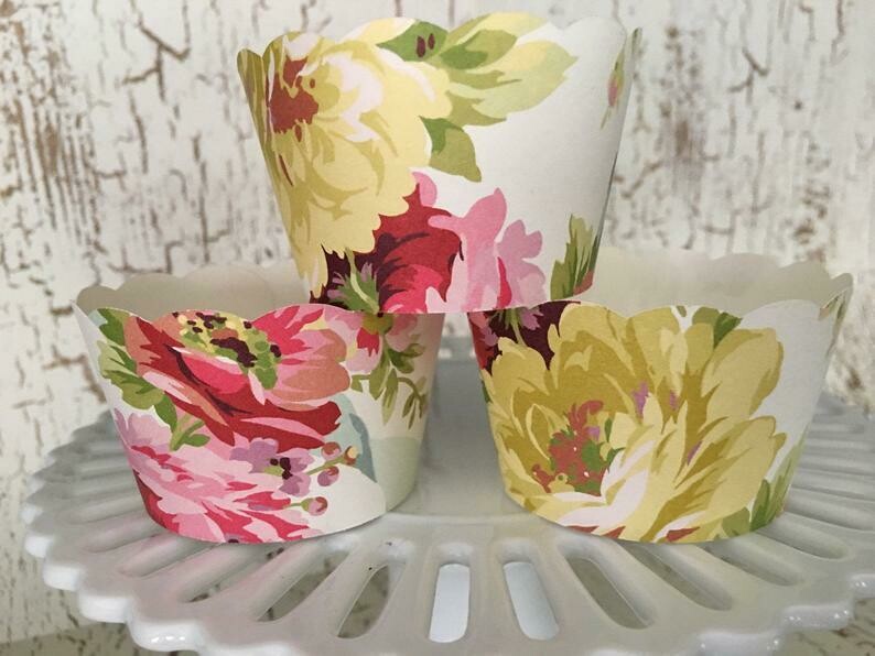 Shabby Chic Floral Cupcake Wrappers
