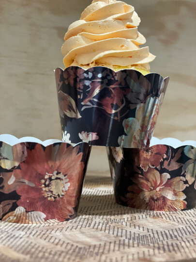 Black Floral Sepia Wrappers , Rustic Cupcake Wrappers, Wedding Cupcake Wrappers, Birthday Cupcake Wrapper, Hessian