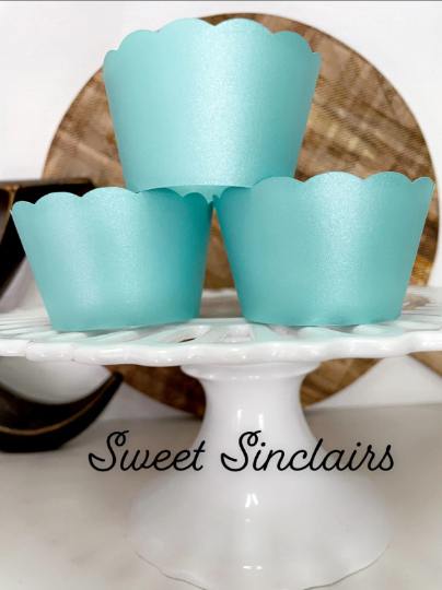 Teal Metallic Cupcake Wrappers