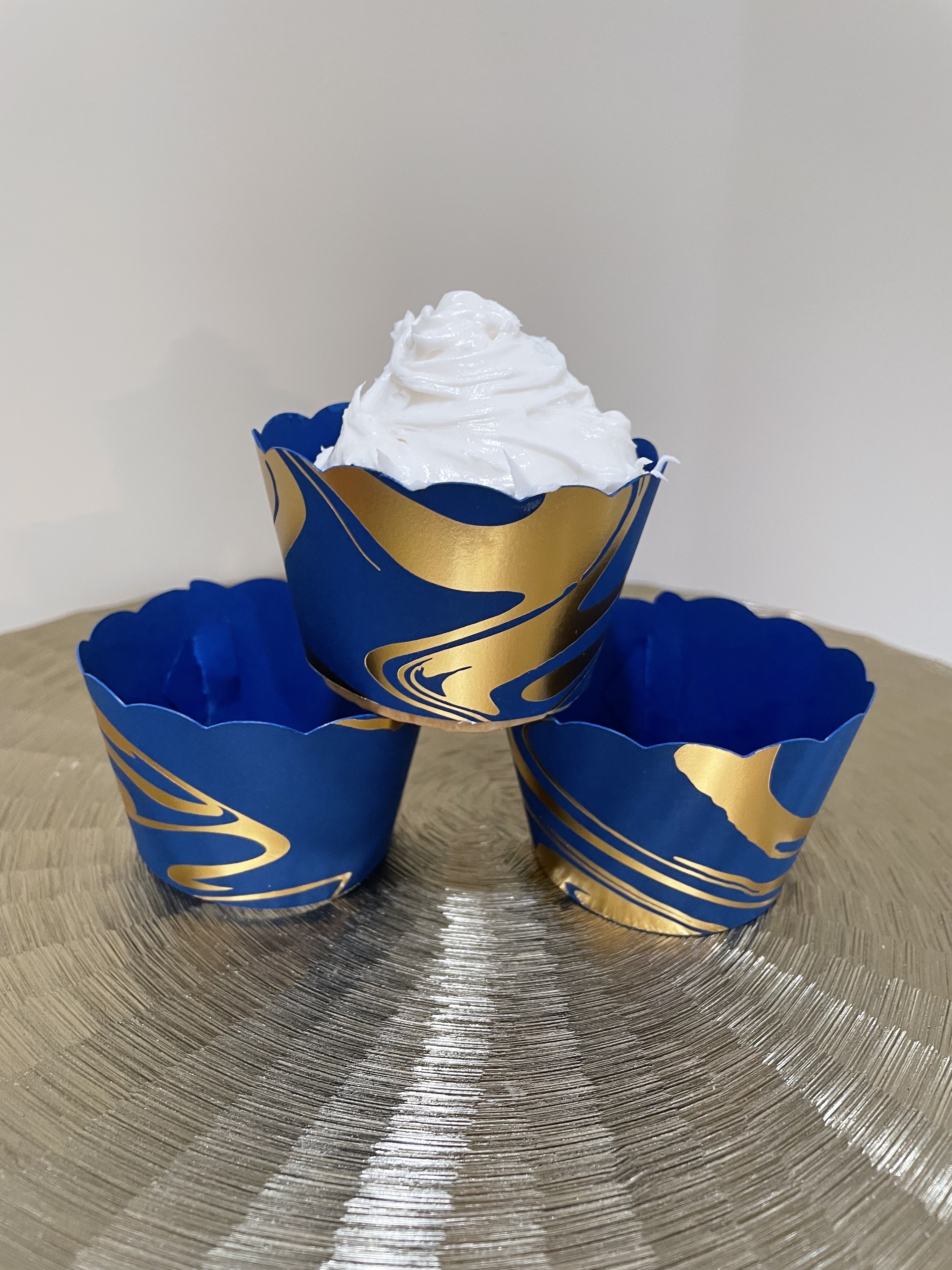 Royal Blue and Gold Foil Cupcake Wrappers
