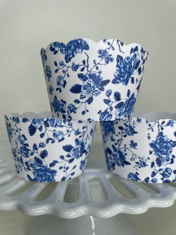 Blue and White China blue Willow Wrappers, Positano Amalfi Coast Cupcake Wrappers, Wedding Cupcake Wrappers, Birthday Wrapper, Bridal shower