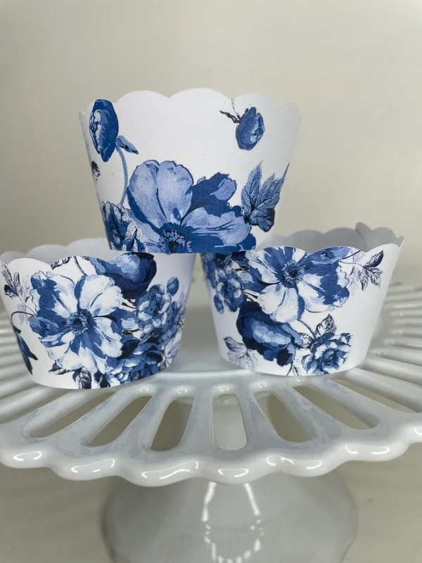 Blue and White China blue Willow Wrappers, Positano Amalfi Coast Cupcake Wrappers, Wedding Cupcake Wrappers, Birthday Wrapper, Bridal shower