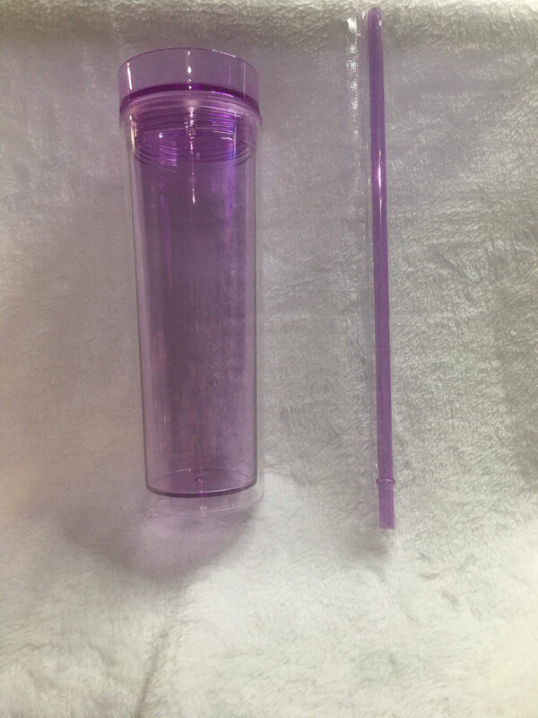16 Acrylic Tumbler W/straw Purple