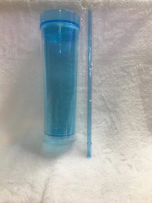 16 Acrylic Tumbler W/straw  Blue