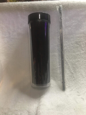 16 Acrylic Tumbler W/straw Black