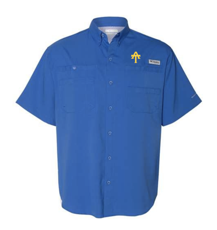 Embroidered Columbia Tamiami Fishing Shirt Royal