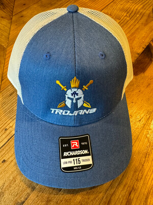 Trojans Trucker Hat - Heather Blue and White (Lower profile)