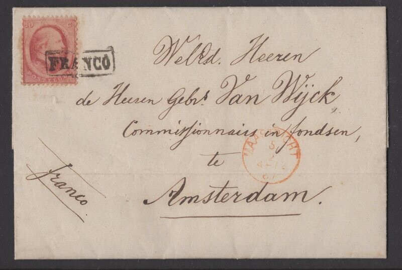 Nvph 5 op brief 1ste gewichtsklasse van Maastricht naar Amsterdam.(Boven 100 km)