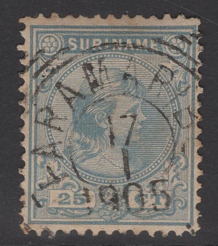 Vierkantstempel Paramaribo op nvph 27