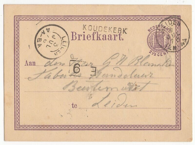 Langstempel Koudekerk en 2x Leiden 2letter