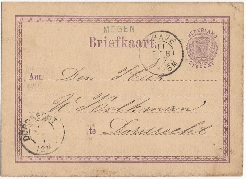Langstempel Megen en 2 letter Grave en Dordrecht