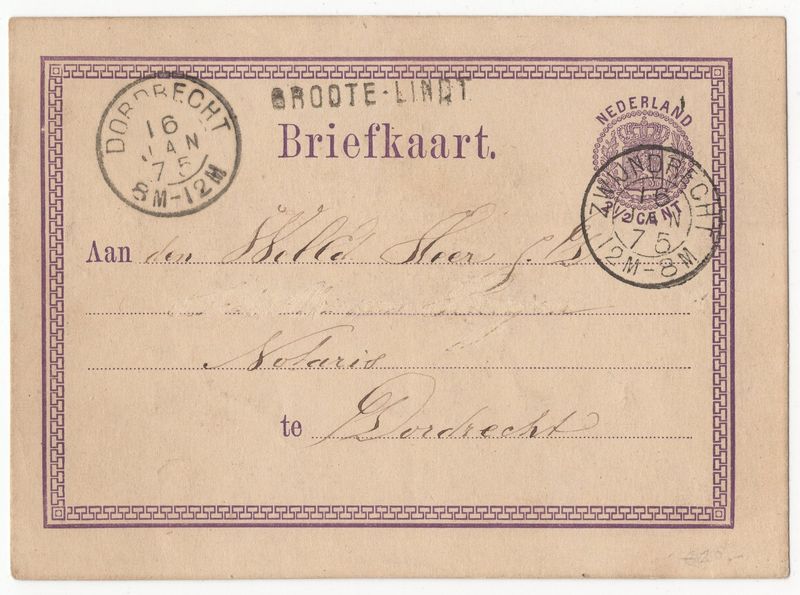 Langstempel Groote-Lindt via Zwijndrecht naar Dordrecht