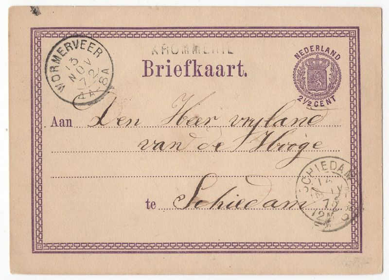 Langstempel Krommenie via Wormerveer naar Schiedam