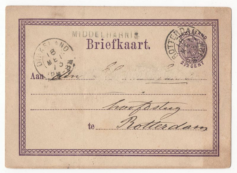 Langstempel Middelharnis via Dirksland naar Rotterdam